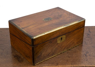 Lot 15 - Walnut cased writing slope Victorian, with...