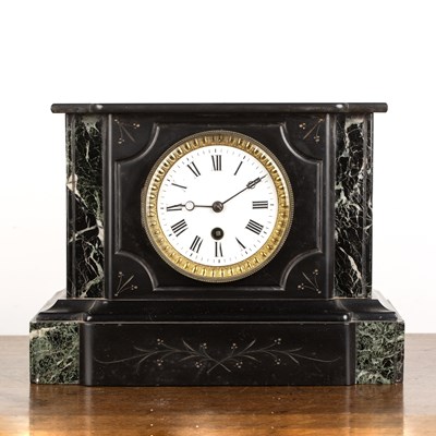 Lot 17 - Slate and marble mantel clock possibly German,...
