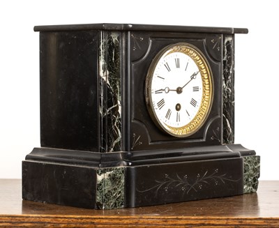 Lot 17 - Slate and marble mantel clock possibly German,...
