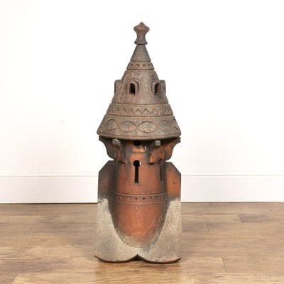 Lot 14 - Terracotta roof finial or chimney cap possibly...