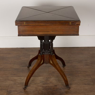 Lot 60 - Rosewood and inlaid envelope card table...