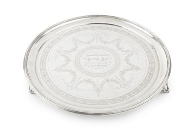 Lot 889 - A late Victorian silver circular salver, with...