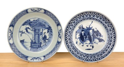 Lot 19 - Two blue and white porcelain plates Chinese,...