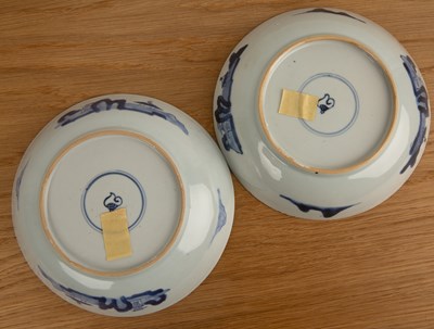 Lot 20 - Pair of blue and white porcelain shallow...