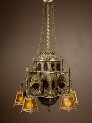 Lot 483 - A Moroccan style brass hall lantern