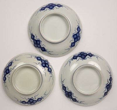 Lot 30 - Three Hirado blue and white bowls Japanese,...