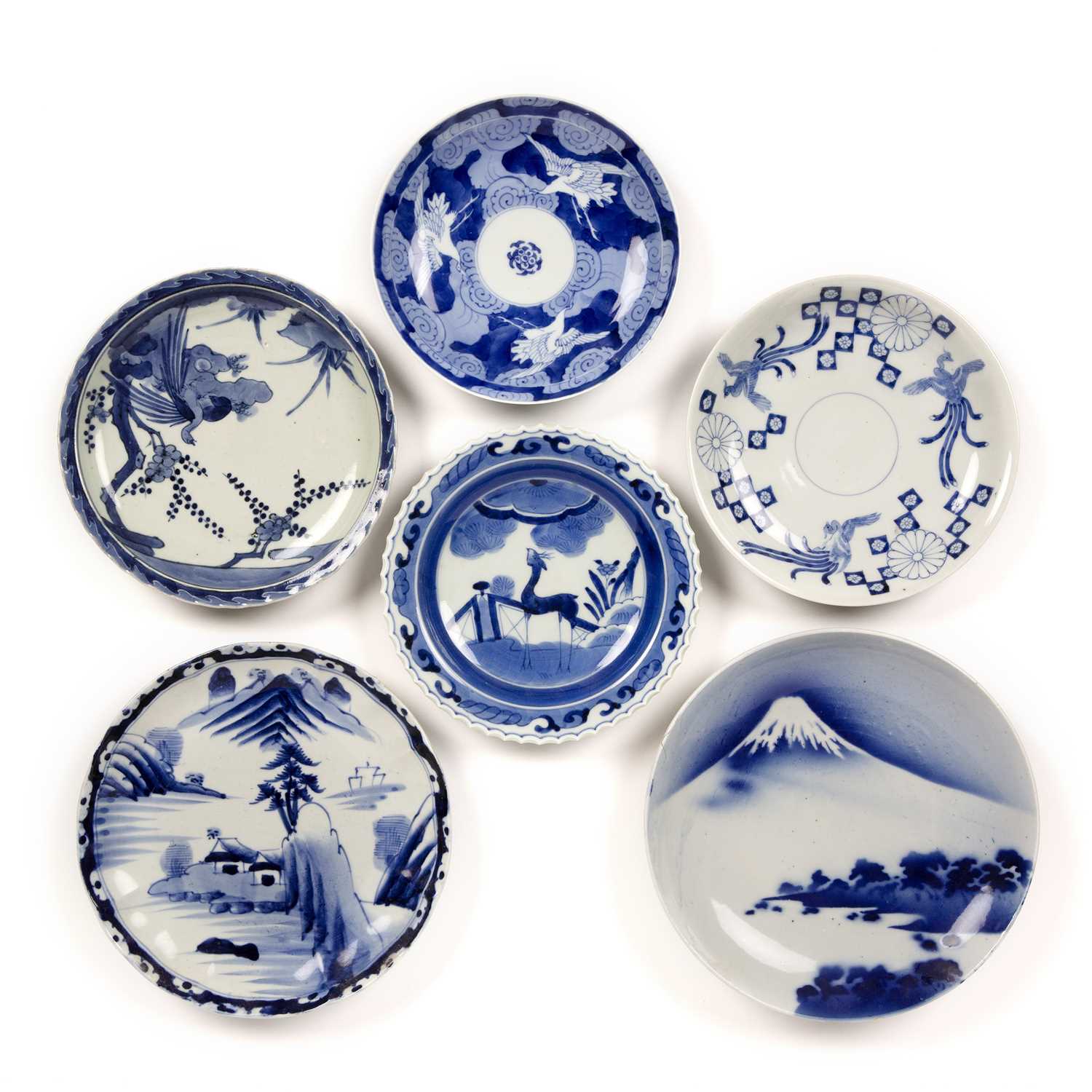 Lot 31 - Group of Arita blue and white dishes Japanese,...