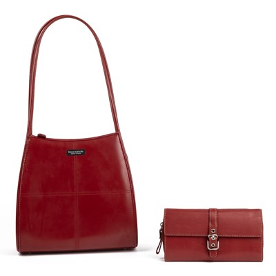 Lot 544 - A red leather Kate Spade, New York handbag and...