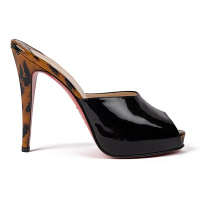 Lot 548 - Black patent leather, peep toe Christian...