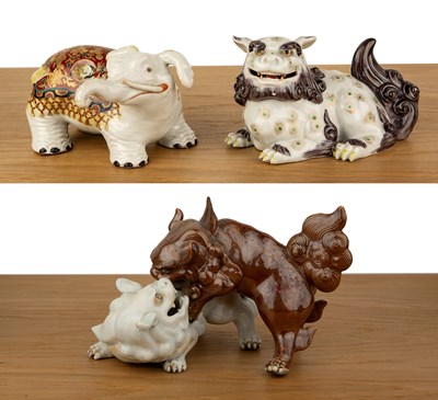 Lot 78 - Three porcelain models of animals Japanese,...