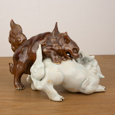 Lot 78 - Three porcelain models of animals Japanese,...