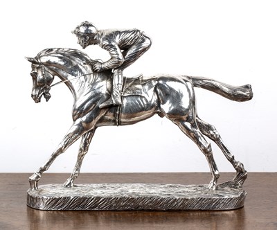 Lot 217 - Filled silver model of a race horses with...