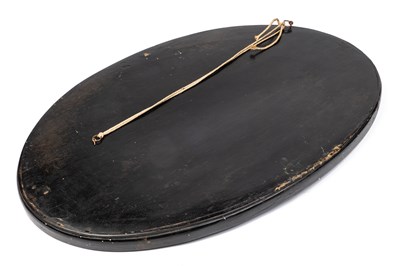 Lot 230 - A black lacquered oval tray with mother of pearl inlay