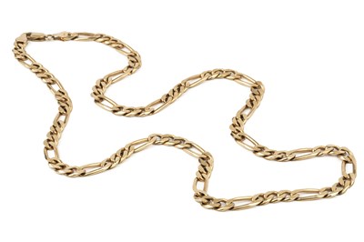 Lot 250 - A 9ct gold long chain, of angular curb link...