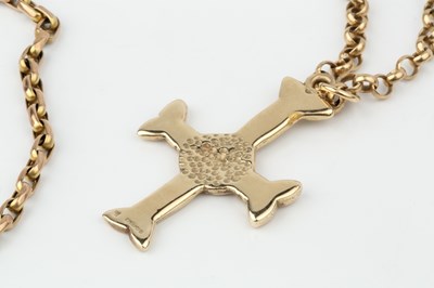 Lot 251 - A 9ct gold cross pendant, of Celtic knot...