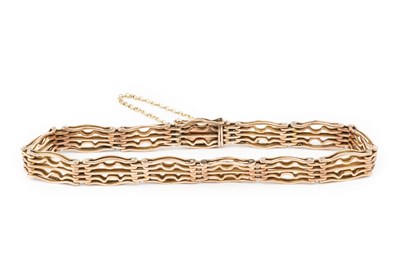 Lot 252 - A 9ct gold gatelink bracelet, the links of...