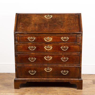 Lot 50 - Walnut bureau 18th Century, with a fitted...