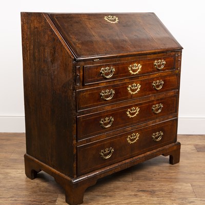Lot 50 - Walnut bureau 18th Century, with a fitted...