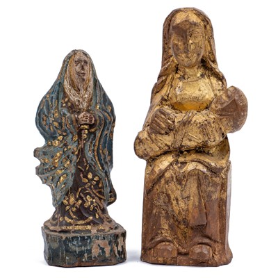 Lot 1079 - Two wooden statues of the Virgin Mary