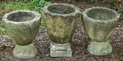 Lot 1338 - Three cast stone planters