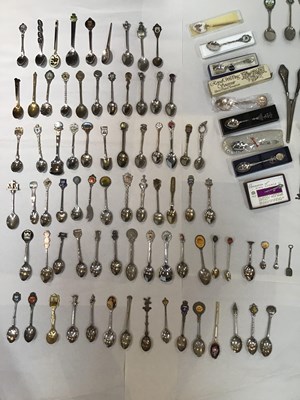 Lot 267 - A small collection of silver souvenir spoons,...