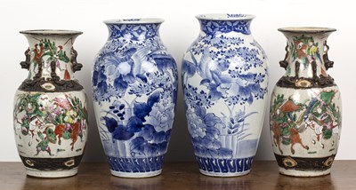 Lot 227 - Two pairs of vases Chinese and Japanese,...