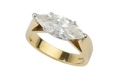 Lot 277 - A diamond solitaire ring, the marquise shaped...