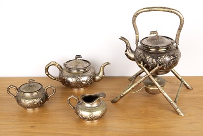 Lot 236 - Zeewo (Shanghai) silver/white metal tea set...