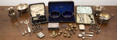 Lot 263 - Collection of silver to include: two silver...