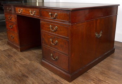 Lot 37 - Mahogany large partners desk Georgian-style,...