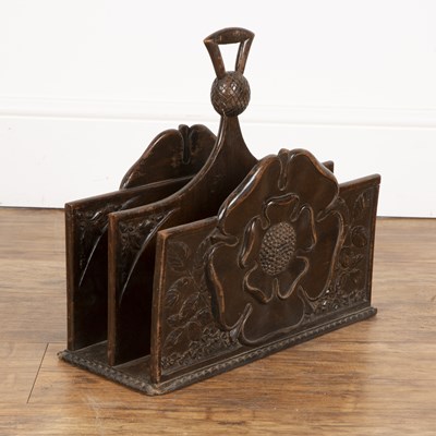 Lot 38 - Thistle carved magazine rack 38cm wide x 38cm...