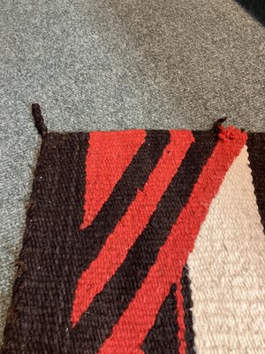 Lot 52 - Black and white striped chieftain's Navaho rug...