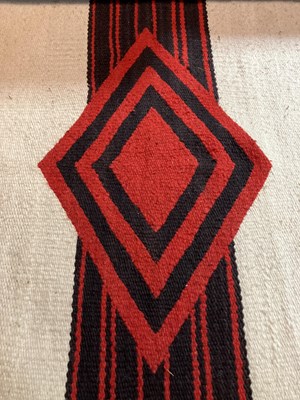 Lot 52 - Black and white striped chieftain's Navaho rug...