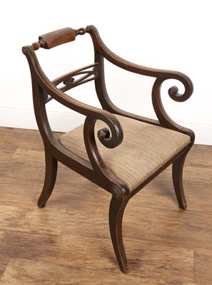 Lot 51 - Mahogany elbow chair Regency period, with a...