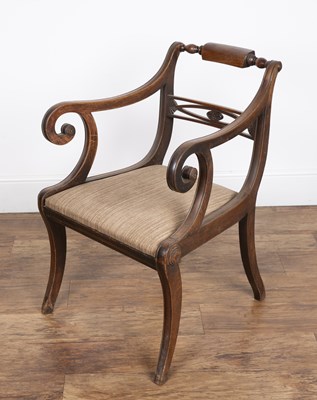 Lot 51 - Mahogany elbow chair Regency period, with a...