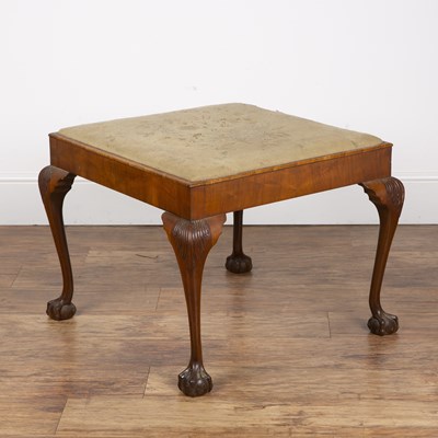 Lot 63 - Large walnut square dressing stool with a...