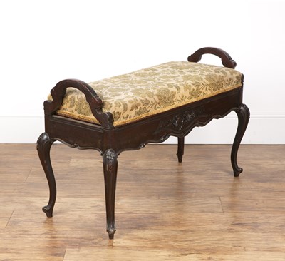 Lot 65 - Mahogany duet stool with original cover, 90cm...