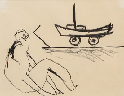 Lot 240 - Roger Hilton (1911-1975) Man and Boat, circa...