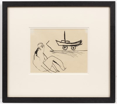 Lot 240 - Roger Hilton (1911-1975) Man and Boat, circa...