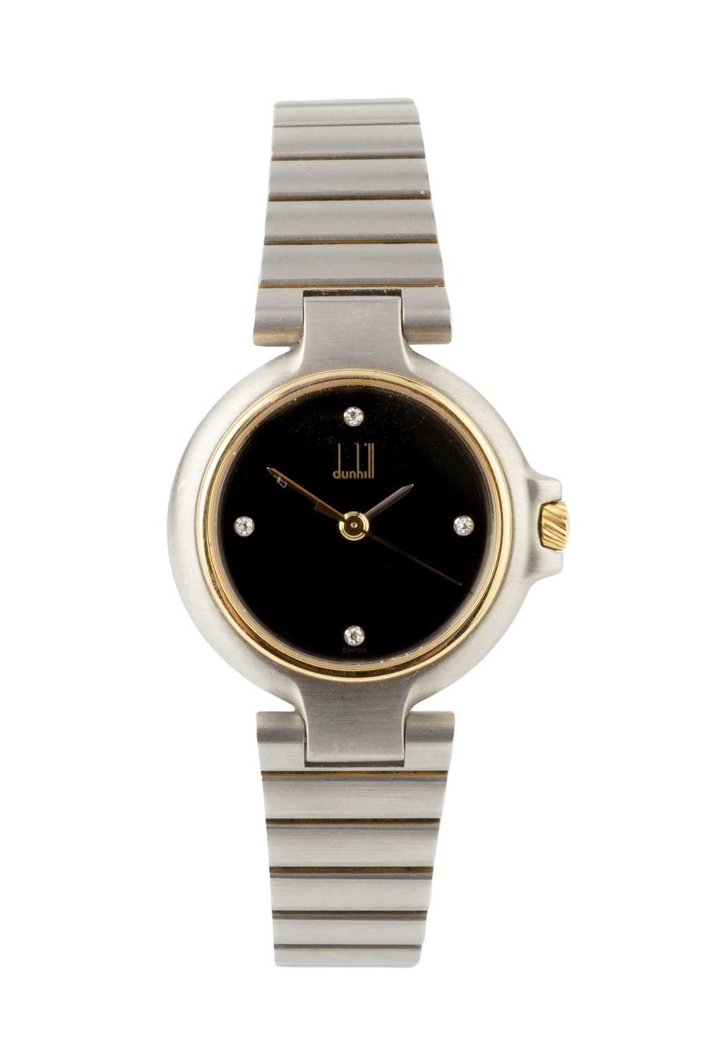 Lot 102 - A stainless steel bracelet watch by Dunhill,...