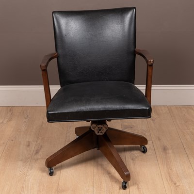 Lot 134 - An early 20th century Hillcrest black vinyl adjustable desk chair
