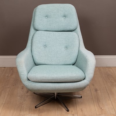 Lot 96 - A 1970s Scandinavian teal-upholstered button-back easy chair