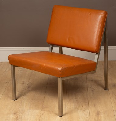 Lot 142 - A mid-century cognac leather and chrome lounge chair