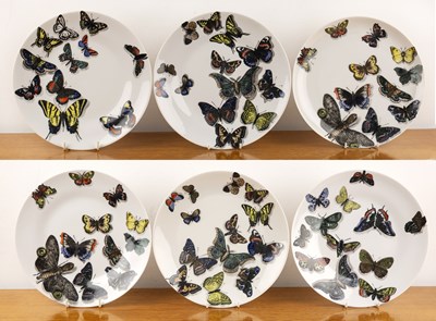 Lot 377 - Piero Fornasetti (1913-1988) Six 'Farfalle' or...