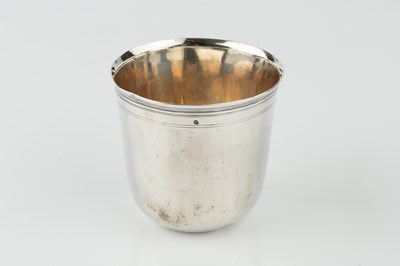 Lot An 18th century French silver beaker, of plain...
