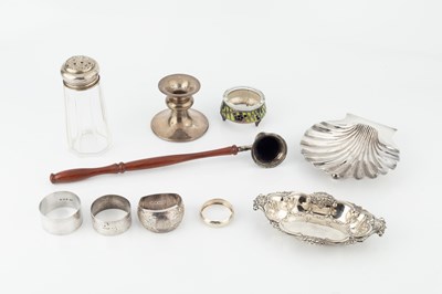 Lot 894 - A collection of silver, comprising a butter...