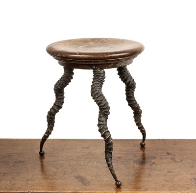 Lot 78 - Hardwood stool with antelope horn supports the...