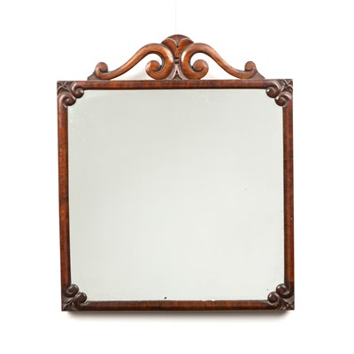 Lot 238 - Walnut square mirror 19th Century, with a...