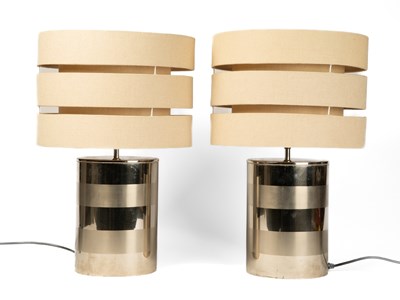 Lot 161 - A pair of chrome cylinder table lamps after Goffredo Reggiani