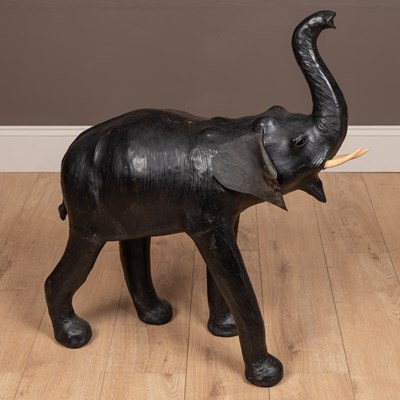 Lot A Liberty & Co. original large leather elephant footstool